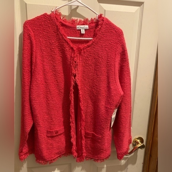 Kim Rogers hot pink open cardigan size medium NWT - Picture 1 of 5